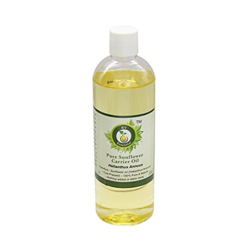 R V Essential Pure Sunflower Carrier Oil 100ml (3.38oz)- Helianthus Annuus (100% Pure and Natural Cold Pressed)
