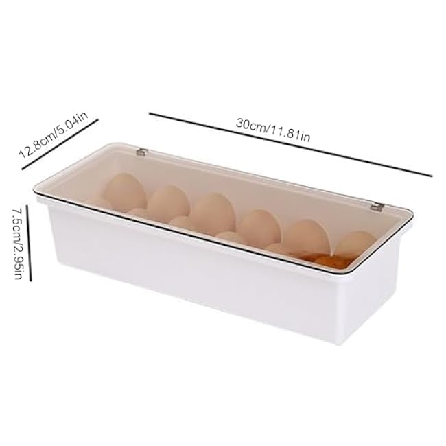 Egg Organizer for Refrigerator | 12-Grid Egg Holder Countertop Storage Container | Storage Organizer Dispenser with Lid for Home Cabinet Kitchen Countertop Apartment Pantry Restaurant