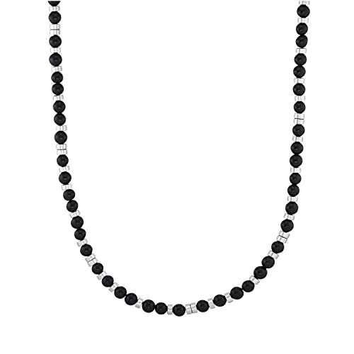 s.Oliver Halskette Edelstahl Herren Halsschmuck, mit Achat, 46+5 cm, Schwarz, Kommt in Schmuck Geschenk Box, 2031485 – Ansicht 1