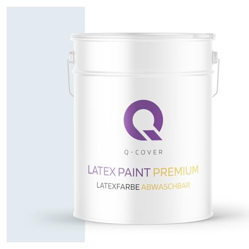Q-COVER Vernice al lattice lavabile 10L (circa 70m2) bianco-azzurro chiaro, colore interno, vernice per pareti e soffitti, classe 2, finitura opaca, per allergici, resistente all'abrasione, inodore