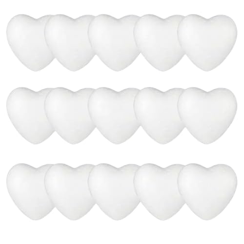 Lot de 20 cœurs en polystyrène blanc 35 mm (3,5 cm) pour mariage, Saint-Valentin, projets, sculpture, décoration, loisirs créatifs, décoration pour Noël,...