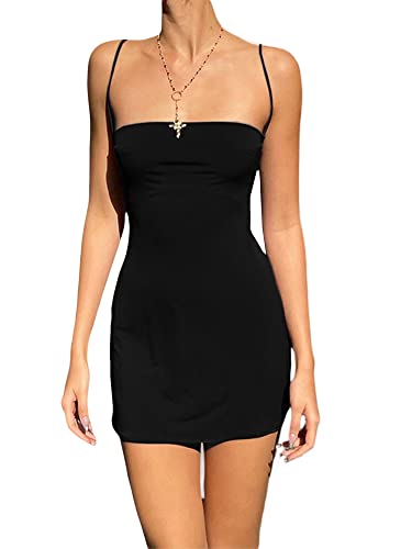 Image of Women's V Neck Adjustable Spaghetti Straps Sleeveless Sexy Backless Dress Y2k Lace Dresses Party Clubwear