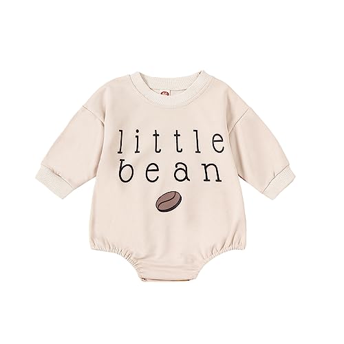 Image of Youweixiong Newborn Baby Boy Girl Romper Bubble Long Sleeve Little Bean Bodysuit Ovesized Sweatshirt Infant Casual Shirts Top