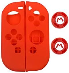 Thumb Grips Joystick Cap Cover Soft Silicone Protective Skin Case for Nintendo Switch Joy-Con (Red)
