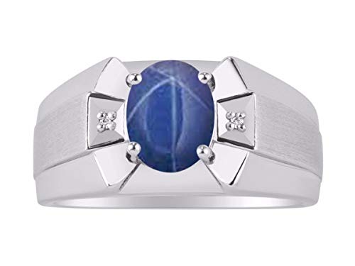 Bague saphir bleu et diamant RYLOS en argent massif et pierre ovale