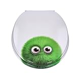wc brille duravit Mit robustem Holz-Kern aus stabilem MDF, Design Monster, 3-seitiges Dekor: Grafik oben auf dem Deckel, auf der Innenseite und auf der Sitzfläche der Brille, antibakteriell, wasserabweisend, leicht zu reinigen, bruch- und abriebfest