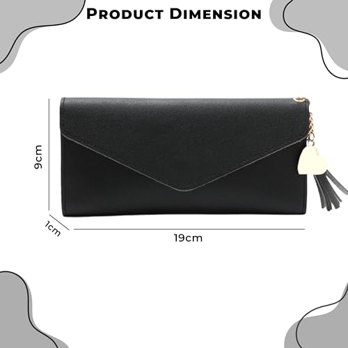Image of Kraptick Women's Wallet -Stylish and Compact Purse Clutch Wallet for Women, Stylish Card Coin Holder, Debit Card Holder, Money Organizer and Travel Wallet for Women with 13 Slots (Black)