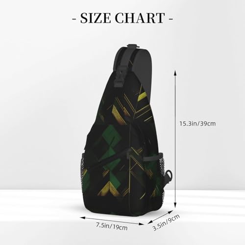 Sac à dos croisé imprimé géométrique vert doré design ergonomique