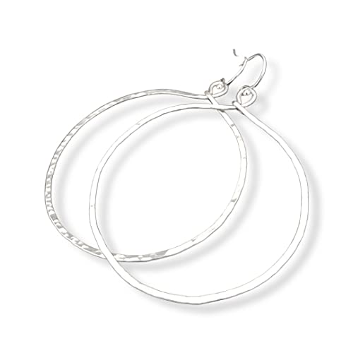 Extra Large Hoop Earrings Hammered Sterling Silver XL