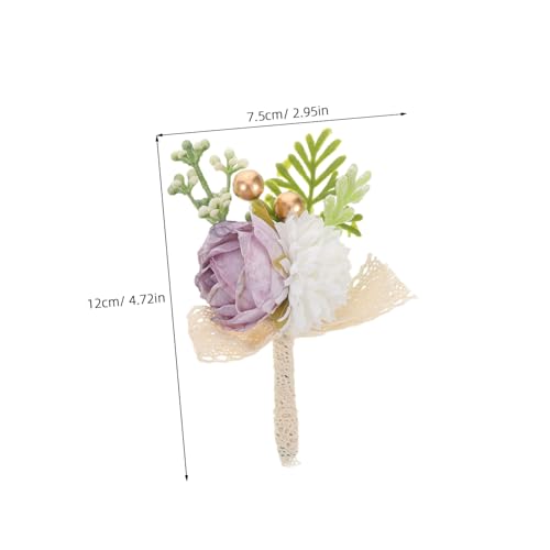 Boutonnières de mariage violettes artificielles et épingles de costume résistantes | 4 Pcs - 2