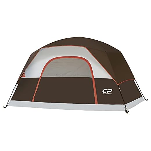 CAMPROS CP Tent 8 Person Camping Tents, Waterproof Windproof Family Dome Tent with Top Rainfly, Large Mesh Windows, Double Layer, Easy Set Up, Portable with Carry Bag - Brown