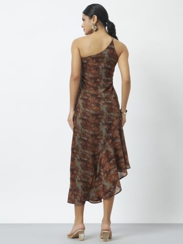 Image of Trend Arrest.ed Women's Floral One-Shoulder Cocktail Dress | Asymmetrical Hem with Lining | Adjustable & Removable Pads | Elegant Fit for Party, Wedding & Special Occasions