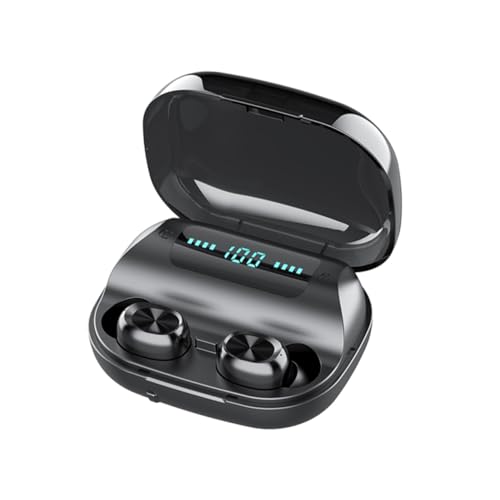 EPIGEIST Auriculares Inalámbricos Impermeables con Pantalla LED de Batería Cancelación de Ruido Control Táctil y Estuche de Carga Portátil para Deporte y Uso Exterior Negros