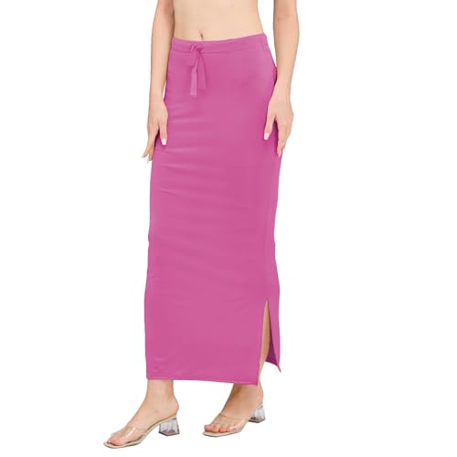 Image of DESI GIRL Satin Shimmer Stretchable Saree Shapewear Petticoat with Drawstring for Women | Mermaid fit Saree Petticoat with Side Slit for Easy Movement | Saree Shaper | Long inskirt