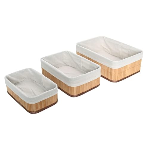 Kit 3 Cestos Organizadores de Bambu Bege Claro – Cestos Multiuso ...