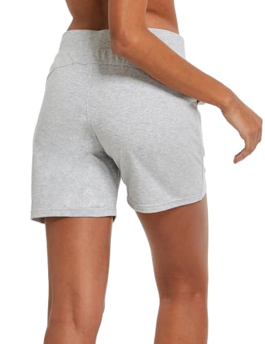 Image of BALEAF Women's Cotton Yoga Shorts Sweat Athletic Lounge Beach Shorts Jersey Pull On with Drawstring Pockets Summer