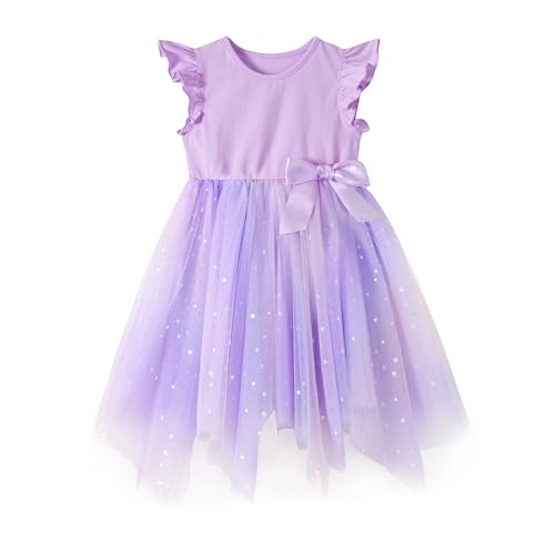 Miipat Toddler Girls Tulle Dress Flutter Sleeve Princess Party Dress Little Kids Fluffy Tutu Sundress