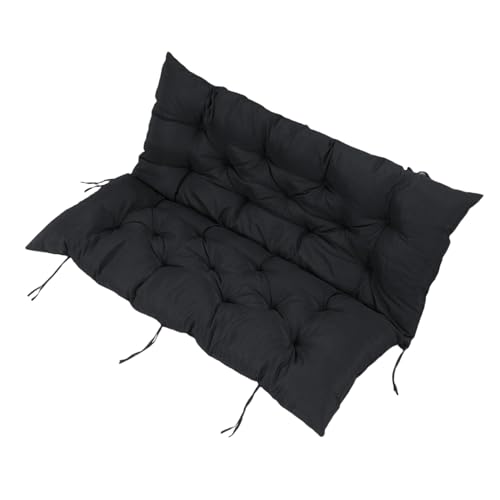 وسادة أرجوحة الشرفة، حشوة موحدة في الهواء الطلق، وسادة أرجوحة خارجية بوليستر بولي بروبيلين مقاومة للشمس للفناء (اسود)