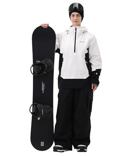Image of Ski Jacket Women with Recco 3L Snowboard Anorak Pullover Baggy Coat Hooded Insulated Hoodie Waterproof Warm