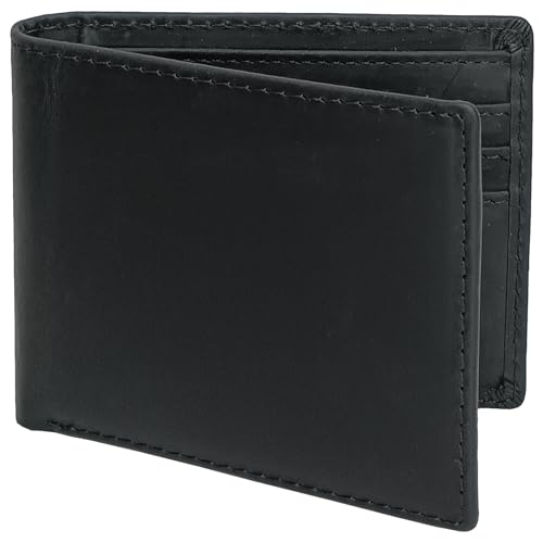 Men's Slim RFID Blocking Leather Wallet - Full Grain Bifold with 6 Card Slots & Hidden Pockets | Front Pocket Design (4.3