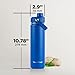 ThermoProof Double-Walled Vacuum Insulated Stainless Steel Water Bottle - Wide Mouth with Chug & Spout Lids, Dishwasher Safe, Reusable, Leakproof, Hot & Cold for Men, Women & Kids - 22 oz, Blue