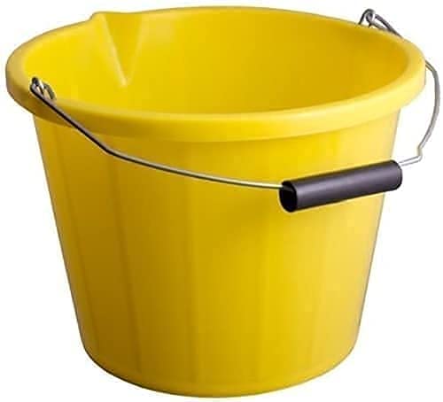 Heavy Duty Plastic Bucket with Handle, 3 Gallon (14Litre) Household Bucket with Spout and Easy Grip Handle, Multipurpose Water Bucket For Cleaning and Gardening (Yellow)
