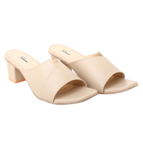 Image of Todhwear Double Cut Heeled Sandals Square Toe Sandals Slip On Block heel | Stylish & Comfortable Open Toe Dress Shoes |