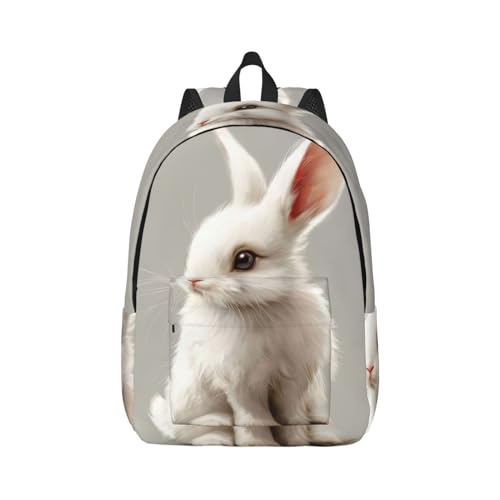 Mochila de conejo blanco para mujer y portátil de viaje casual