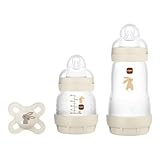MAM Set de Recién Nacido, Set Regalo, Incluye: 1 Biberón Anticólico de 130ml, 1 Biberón Anticólico de 260ml, 1 Chupete Original Start, a partir de 0 meses, Neutro