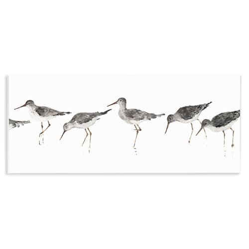 Minimal Beach Bird Sandpipers, 7 x 17 Inch Mounted Print on Wall Plaque