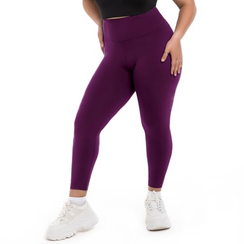 Image of SINOPHANT Plus Size Leggings for Women, High Waisted Tummy Control Buttery Super Soft Black Yoga Pants for Workout Running