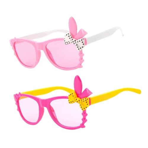 Garneck 2pcs Easter Boys and Girls Sunglasses Ears and Bowknot Design Fun Party Eyewear for Boys and Girls for Outdoor Activities and Dress-up Events