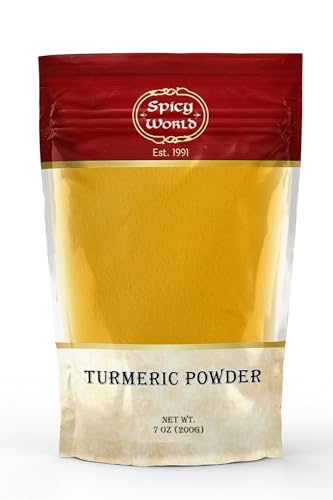 Spicy World Turmeric Powder Ground 7 Oz Bag - Indian, Pure, Raw, With Curcumin
