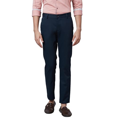 Image of Park Avenue Men's Regular Fit Mid Rise Neo Fit Cotton Blend Solid Pattern Flat Front Casual Chinos