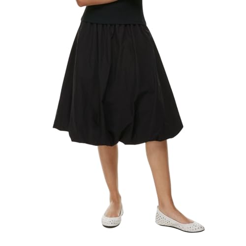 Women Y2k Bubble Skirt Going Out Midi Skirt Elastic High Waist Solid Color Puffball Hem Short Skirt Dress Streetwear
