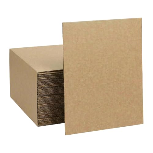 Flat Cardboard Sheets for Crafts - 8.5x11 Inch Bulk Corrugated Cardboard Sheets & 3 mm Thick Chipboard for Mailer Inserts & Dividers - Craft Board & Backing Board for DIY Crafts 50 pack