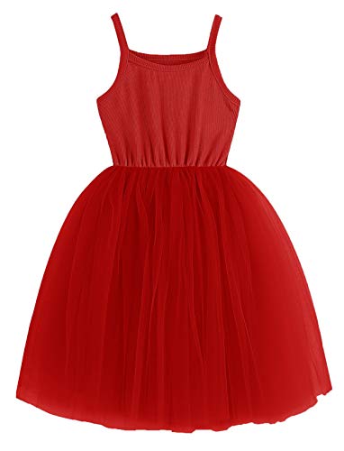 BTGIXSF Baby Girls Tutu Dress Toddler Long Sleeve/Sleeveless Dresses Infant Tulle Sundress 580-Red 5T