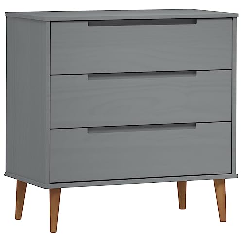 vidaXL Commode MOLDE Gris 80x40x80 cm Bois de pin Massif, Commode, Armoire, Armoire latérale, Armoire de Rangement, Armoire à dossiers