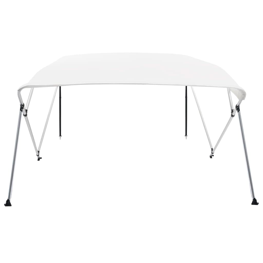 Bimini pour Bateau, Bimini Top Taud de Soleil Auvent Bimini à 4 arceaux Blanc 243x210x137 cm