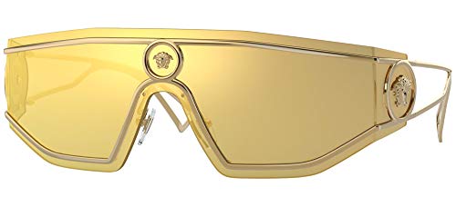 Versace Man Sunglasses Gold Frame, Brown Mirror Gold Lenses, 0MM