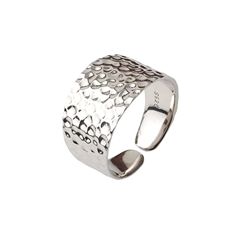 Kakikaki Hammered Sterling Silver Handmade Wide Band Statement Ring cover