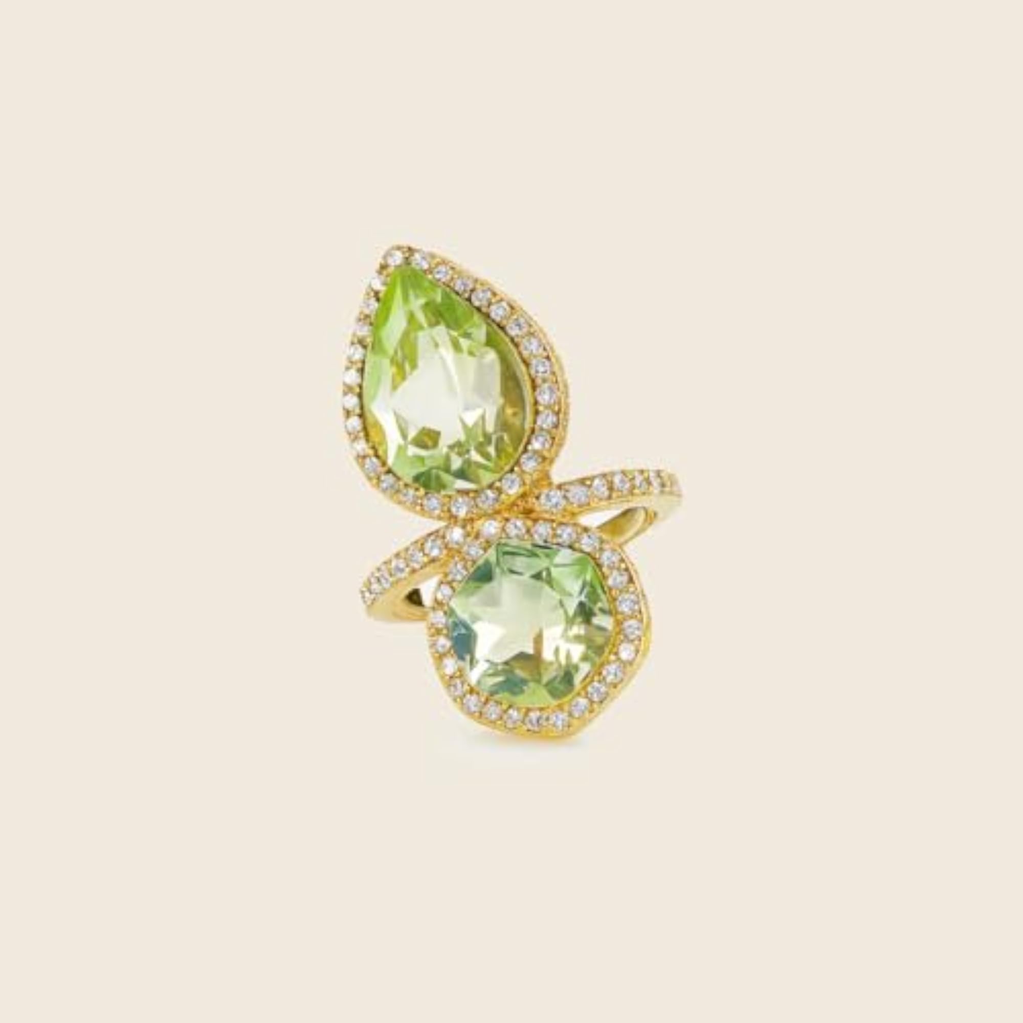 Dual Gem Open Band Statement Ring