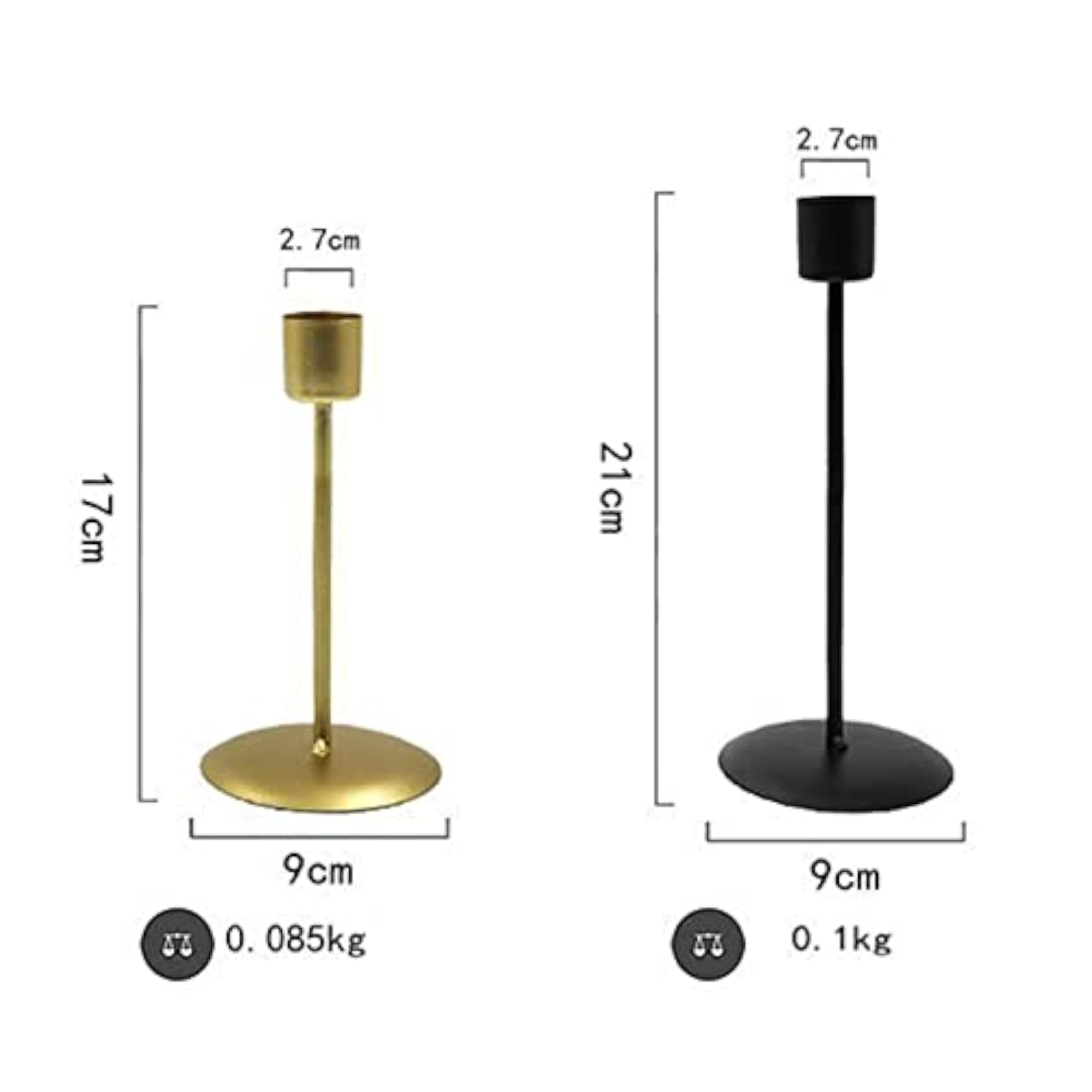 2X Golden Taper Candle Holders for Table