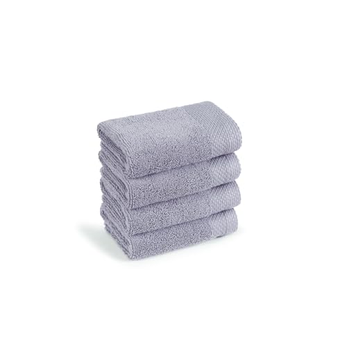 MYTRIDENT Soft Comfort Air Rich 100% Cotton Towel for Face, 600 GSM Highly Absorbent Towels for Men/Women, 4Pc Face Towel Set (30 cm X 30 cm) - Charcoal