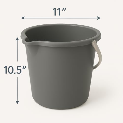 JOEY'Z 10QT (9.5L) Heavy Duty Sturdy Spout Pail Bucket with Durable Grip Handle for Cleaning, Mopping, Projects, Storage, Paint
