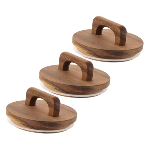 TOPBATHY 3 Tapas Circulares De Madera Con Asa Tapas De Repuesto Para Tarros De Vidrio