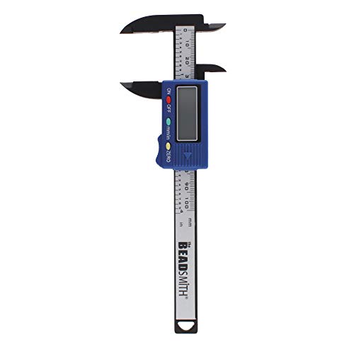 The Beadsmith Digital Caliper, 4 Inch/100Mm, Carbon Fiber, Battery Powered, On/Off Button, Lcd Display Bonus: Battery Included! #TOP1