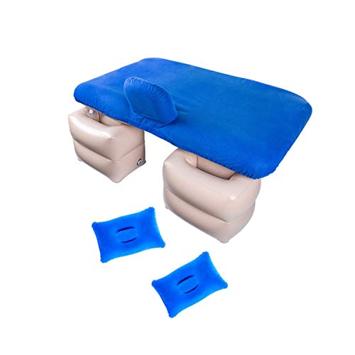 LXUXZ Car Air Mattress Travel Inflatable Back Seat Air Bed Cushion with Two Pillows,Portable Camping Vacation Rest Sleeping Pad Separable (Color : Blue, Size : 135x88cm)