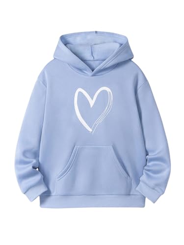 Sweat à capuche manches longues imprimé cœurs pour fille Floerns