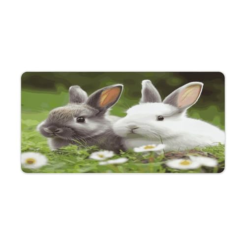 Two Little Cute Rabbits Desk Pad con Base de Goma